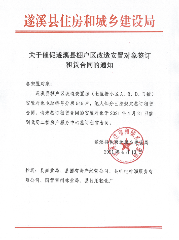 關于催促遂溪縣棚戶區改造安置對象簽訂租賃合同的通知.png