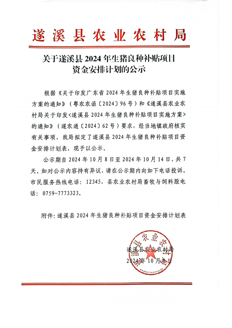 關于遂溪縣2024年生豬良種補貼項目資金安排計劃的公示.docx_00.png